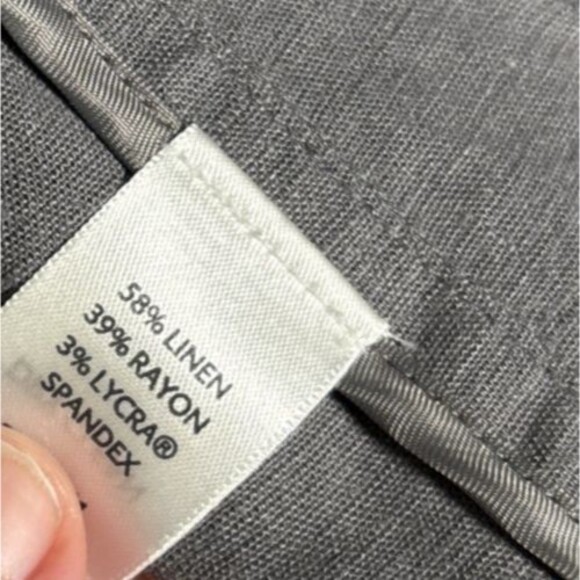 J Jill Linen Blend Blazer Women’s Size M Petite Gray Unlined Stretch Lagenlook - Picture 10 of 16